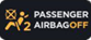 a yellow person and air bag with the text "PASSENGER AIRBAG OFF"