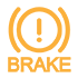Yellow icon with an exclamation mark and word "BRAKE" underneath.