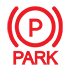 Red icon with the letter P in a circle and the word "PARK" underneath.